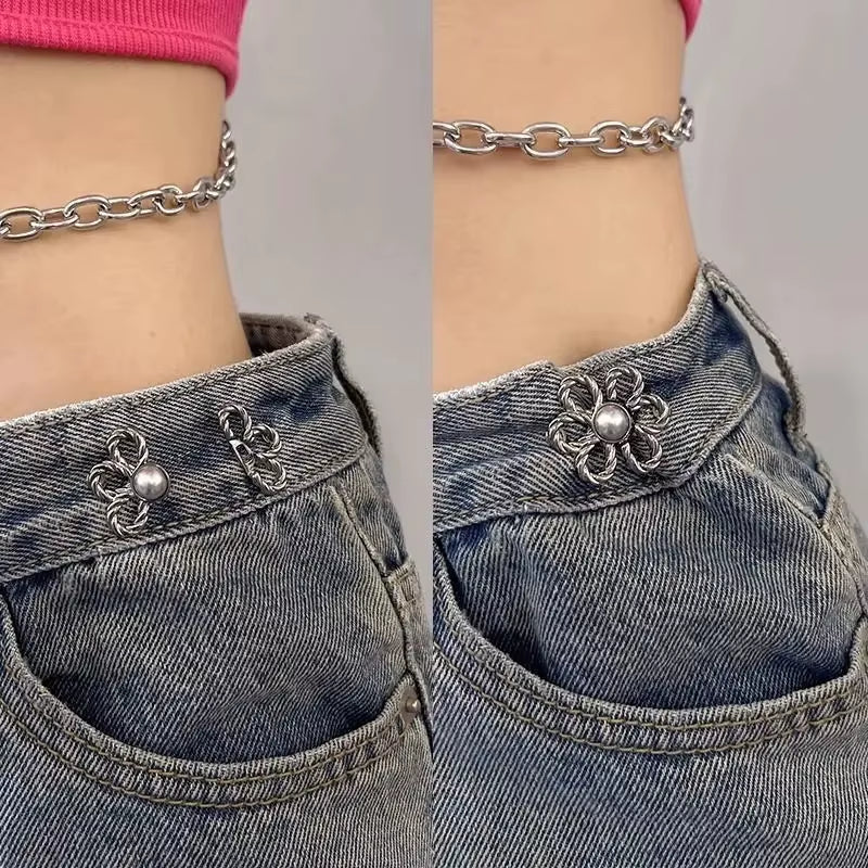 Jeans Waist-Cinching Tool Nail-Free and Seam-Free Pin Waist Adjustment and Tightening Anti-Exposure Waist Buckle