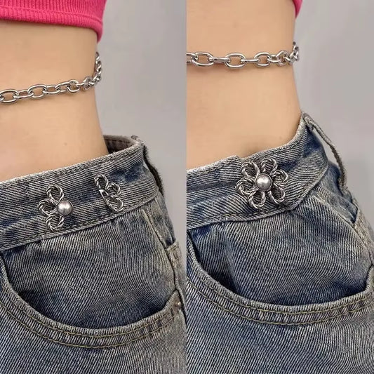 Jeans Waist-Cinching Tool Nail-Free and Seam-Free Pin Waist Adjustment and Tightening Anti-Exposure Waist Buckle